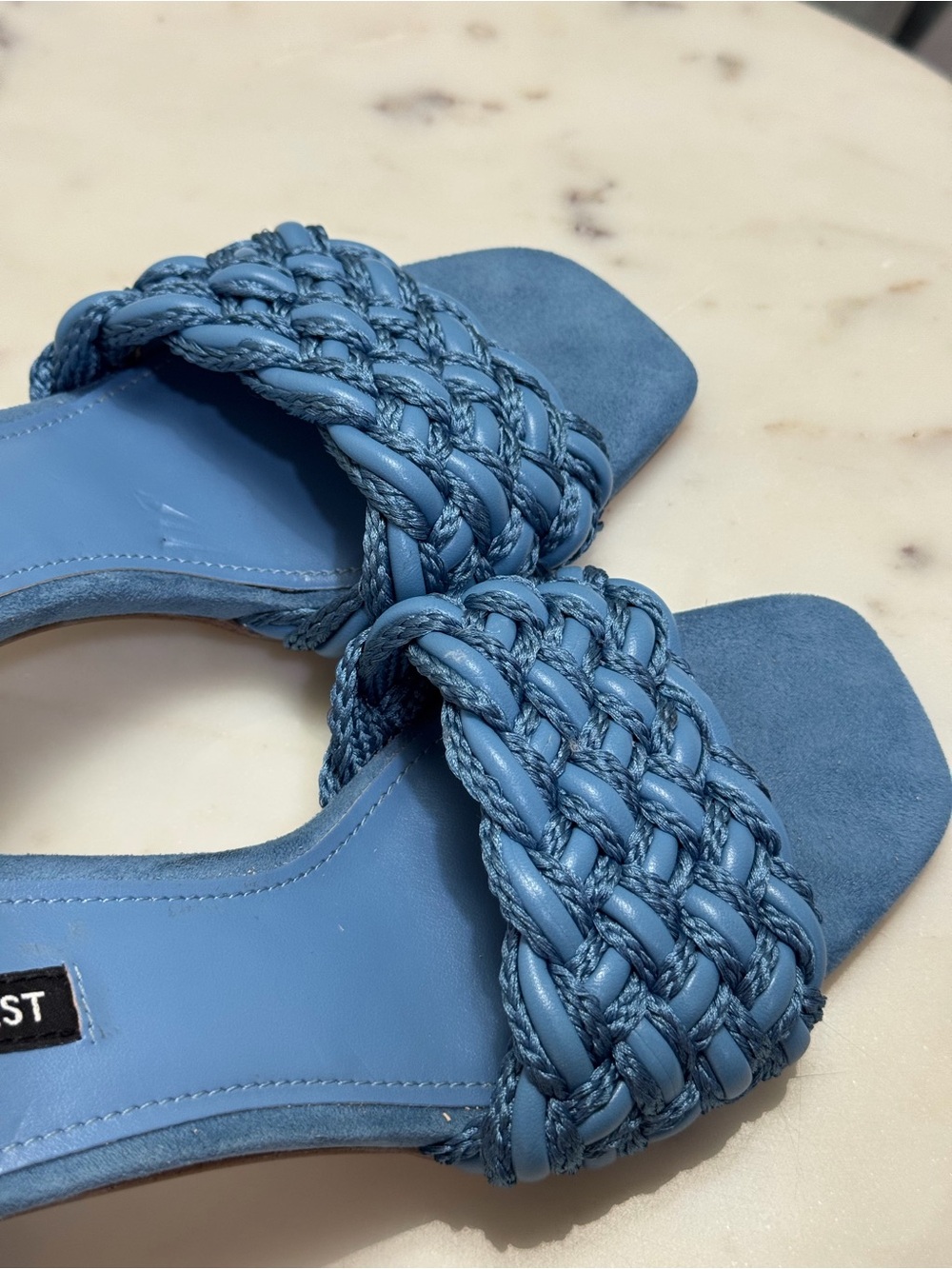 Nine West Dusty Blue Braided Block Heel Mules - Picture 3 of 8